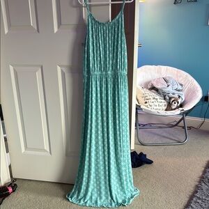 Teal Patterned Maxi Dress